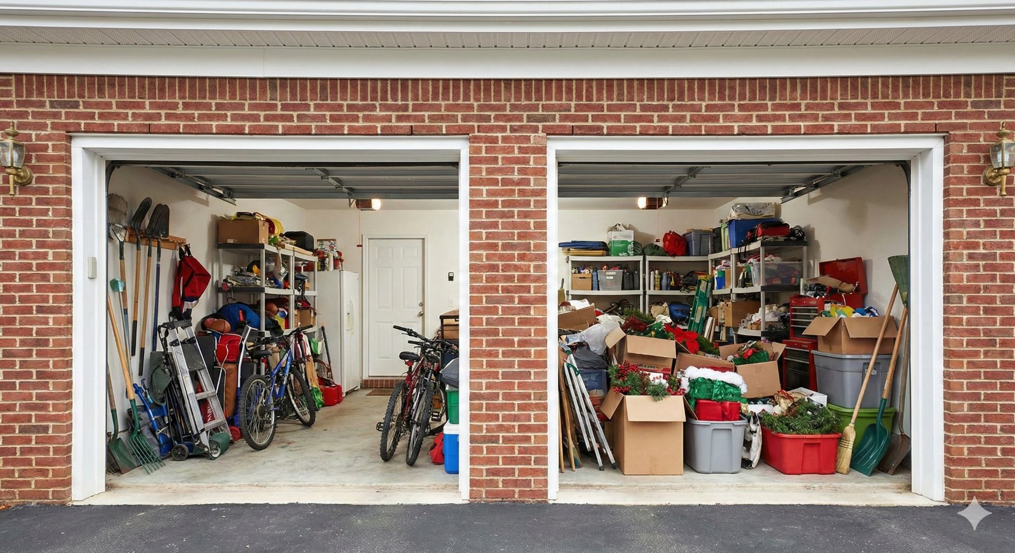 Messy cluttered garage before Garage Glow-Up service
